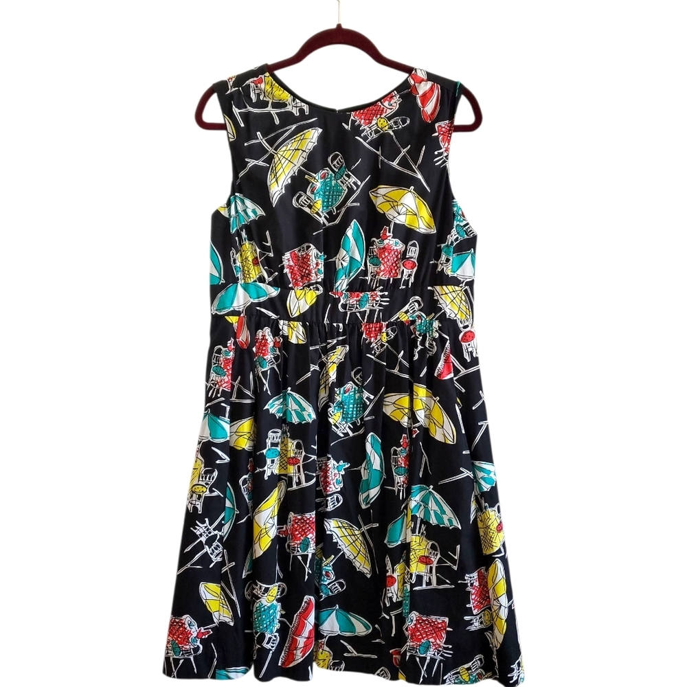 Emily and Fin Too Much Fun A-Line Lucy Cotton Dress in Alfresco Feast XL